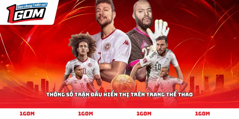 Thông số trận đấu hiển thị trên trang thể thao